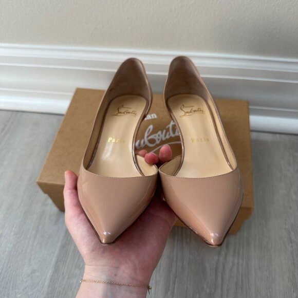 Christian Louboutin D'orsay Patent Nude Iriza 70mm Heels - Picture 7 of 9